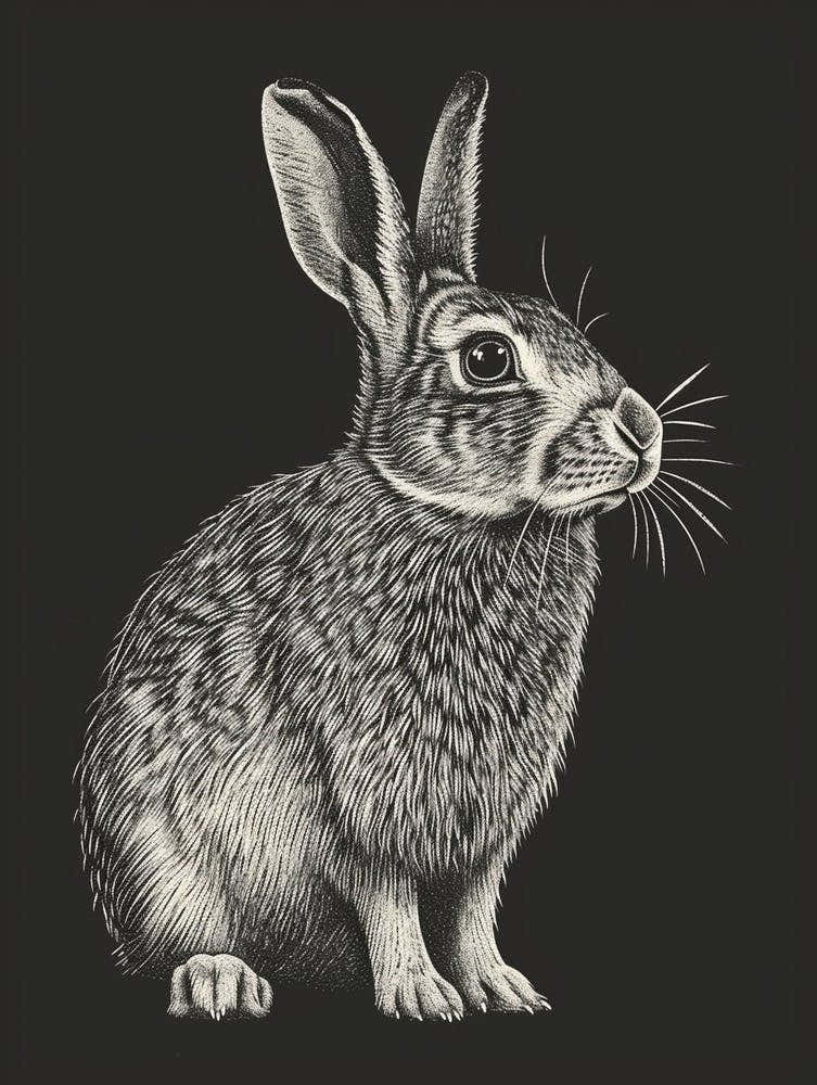 Dutch Blockprint Rabbit Illustration 3