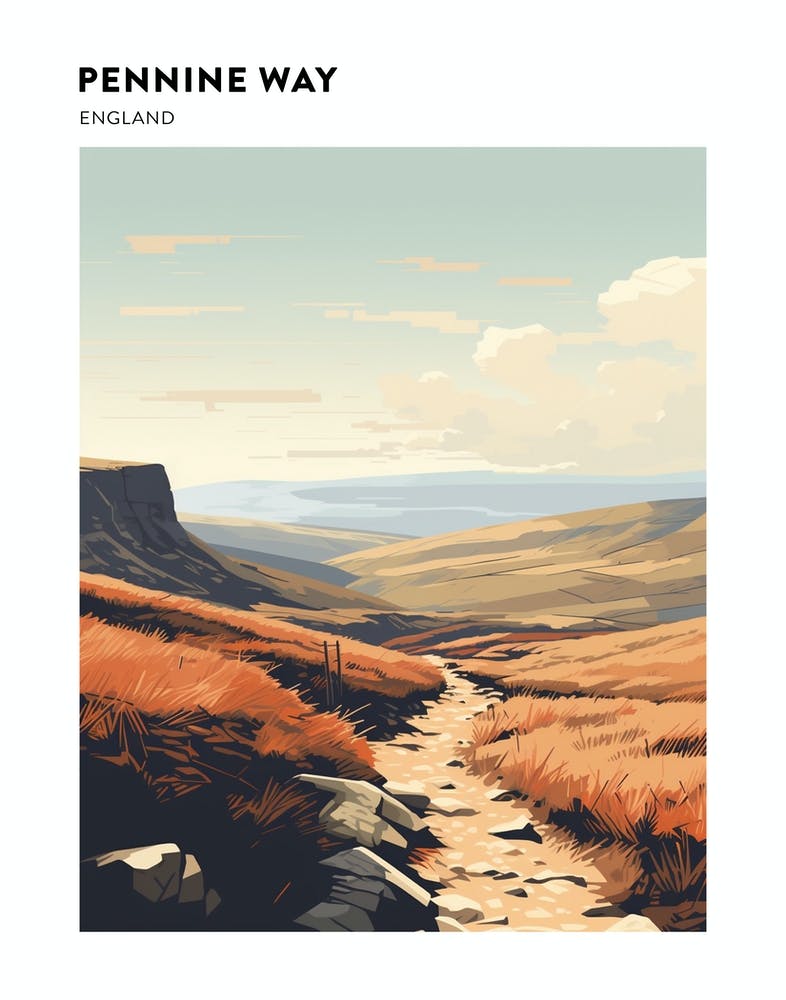Pennine Way England 3 Hiking Trail Landscape Poster