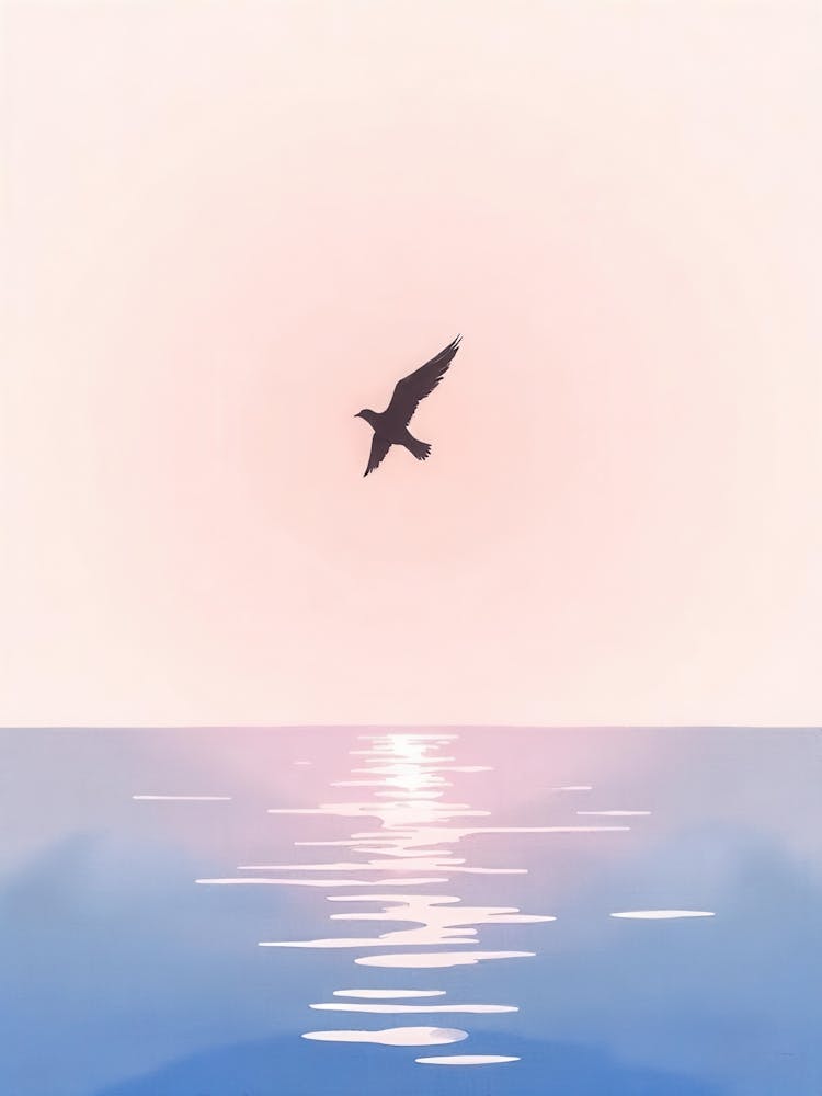 Seagull Flying Over The Ocean