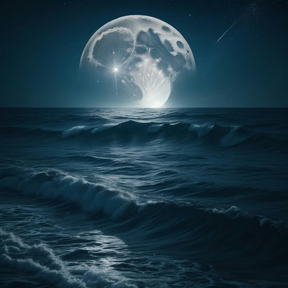 Vollmond Über Dem Ozean