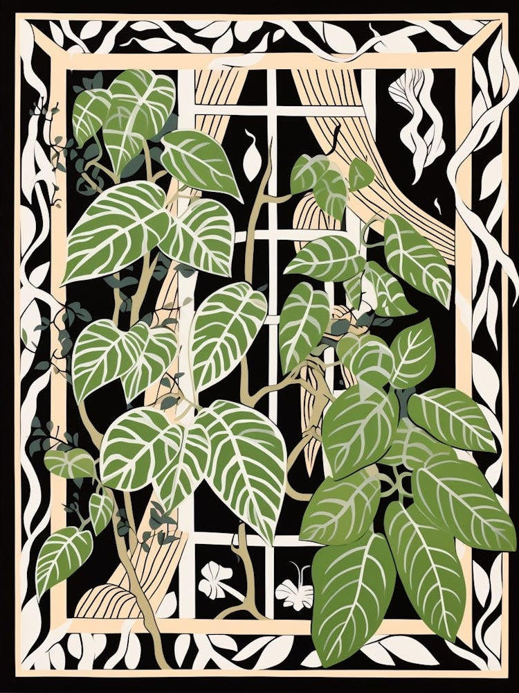 B&W Plant Illustration Pothos 1
