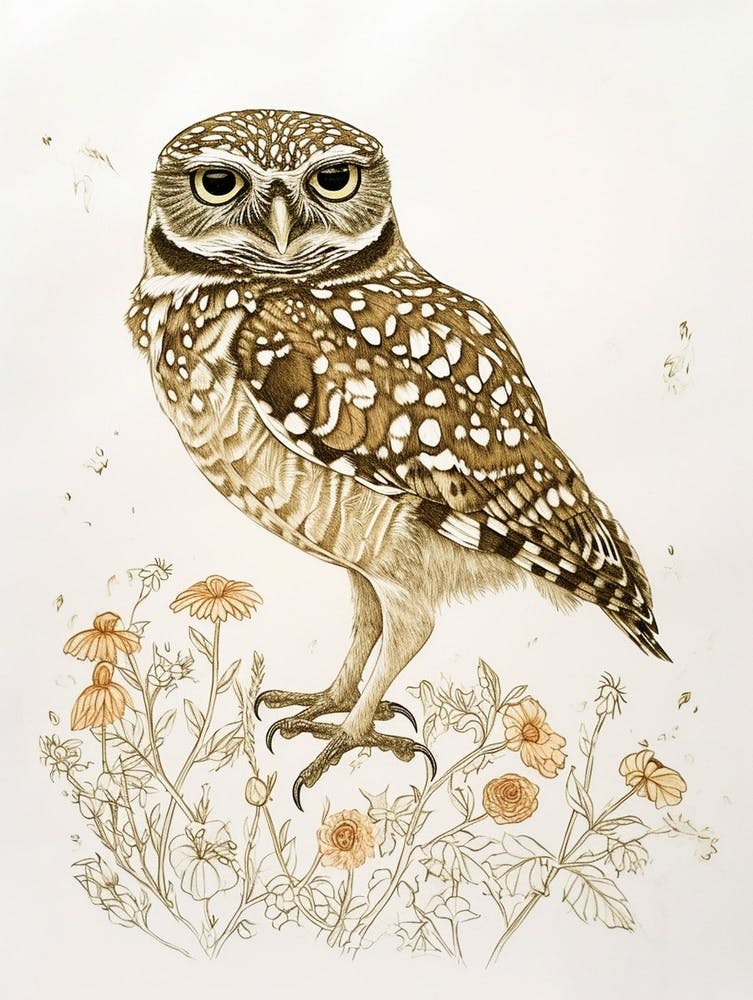 Burrowing Owl Marker Drawing 1