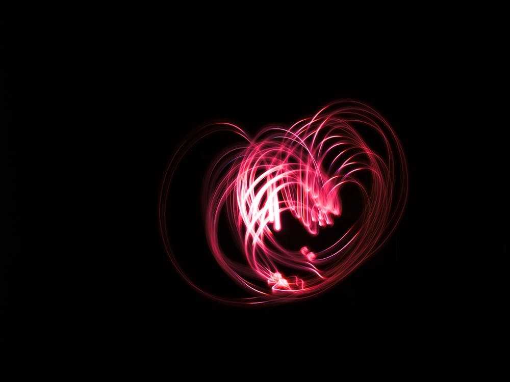 Heart Shaped Glowing Abstract Curved Lines