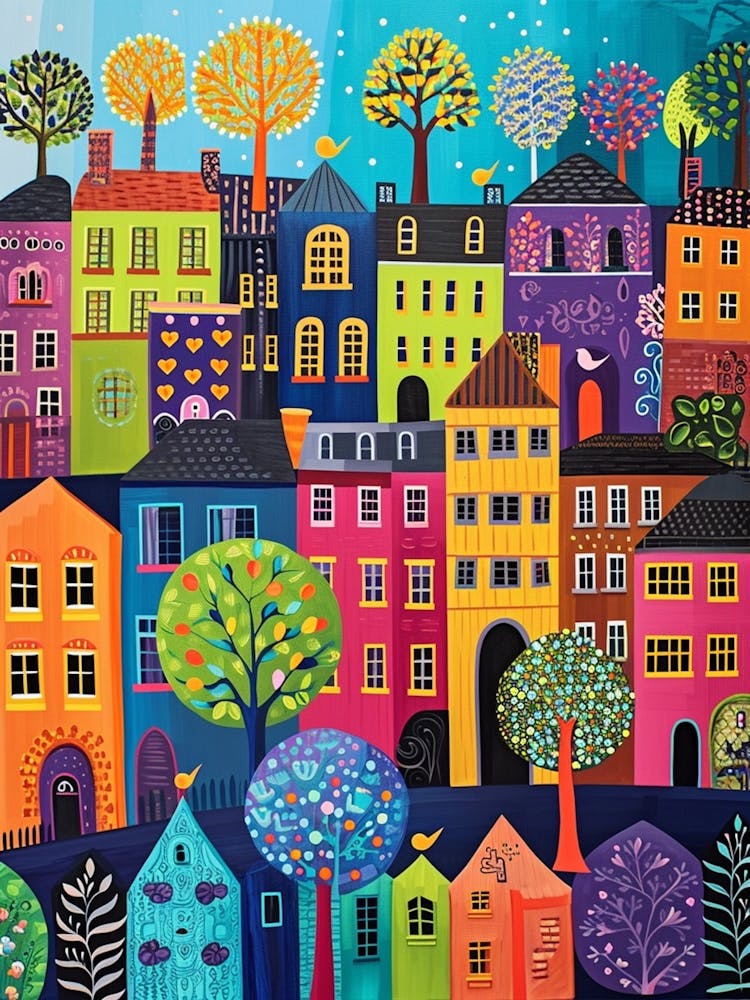 Kitsch Colourful England Cityscape 2