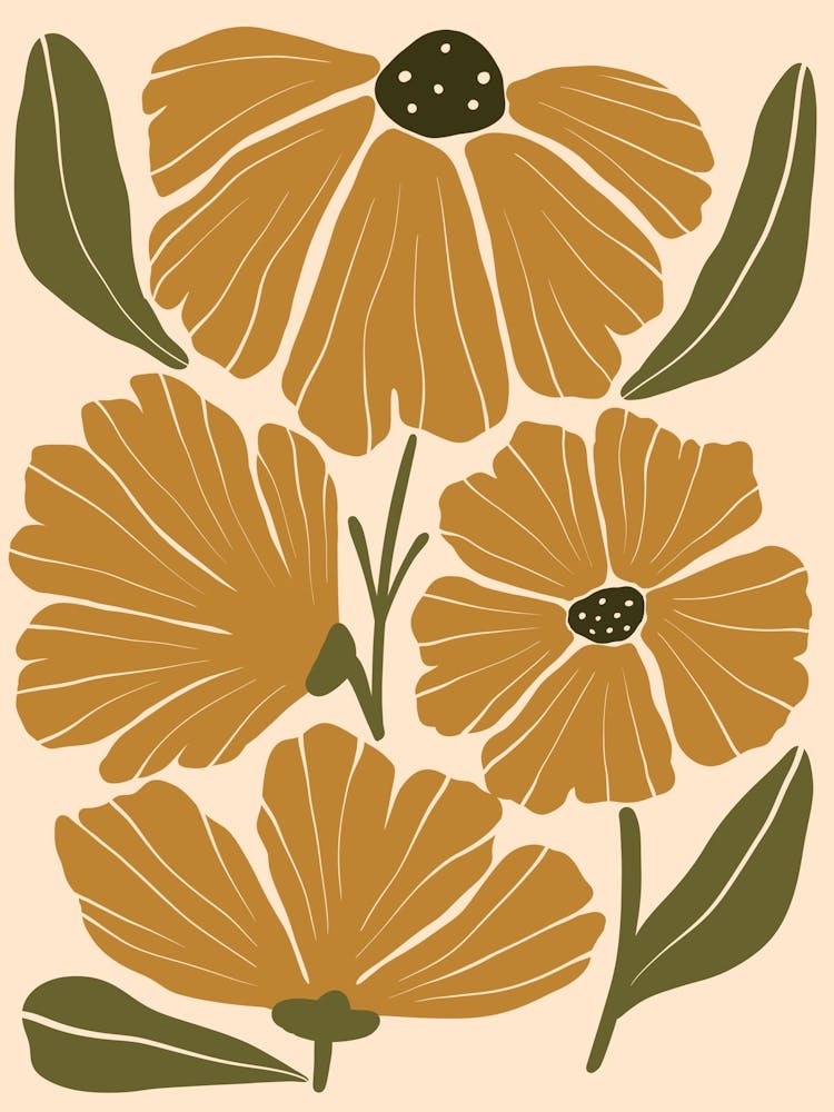 Flowers On A Beige Background 4