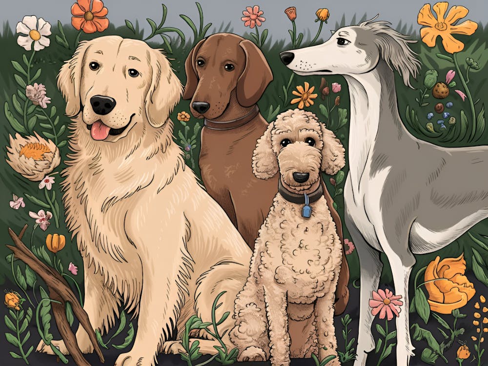Dogs And Flowers : William Morris Inspired Dogs Collection 3