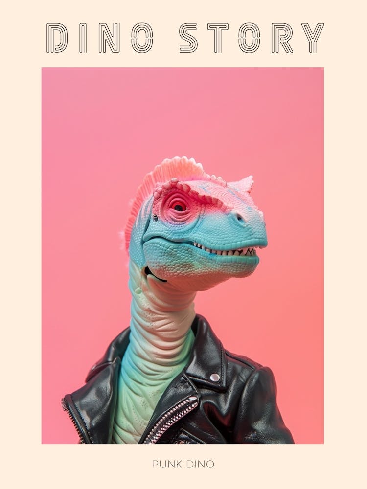 Punky Dinosaur In A Leather Jacket 2 Poster