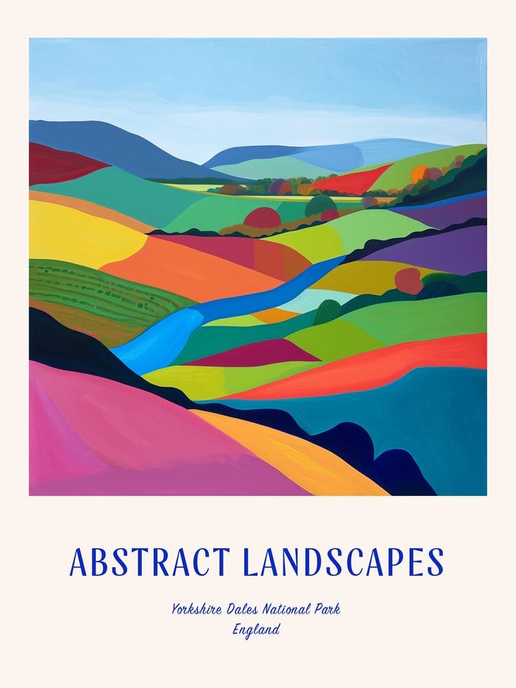 Colourful Abstract Yorkshire Dales National Park England 1 Poster Blue