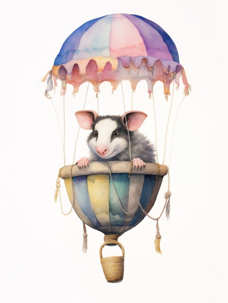Baby Opossum 2 In A Hot Air Balloon