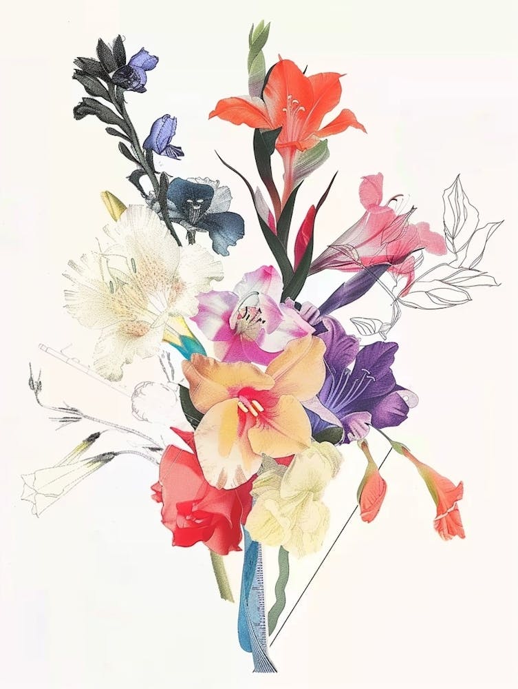 Gladiolus 2 Collage Flower Bouquet