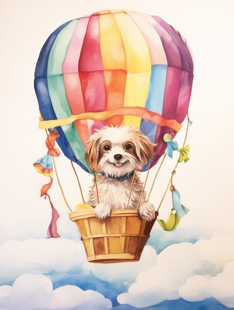 Baby Dog 3 In A Hot Air Balloon