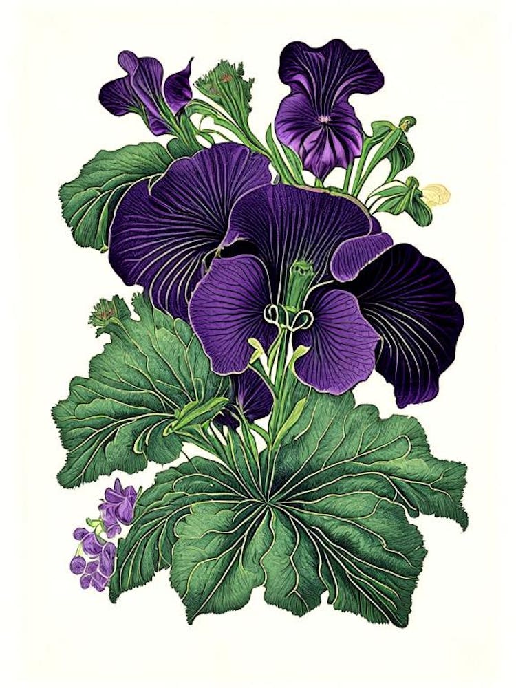 Violets Floral 1 Botanical Vintage Poster Flower