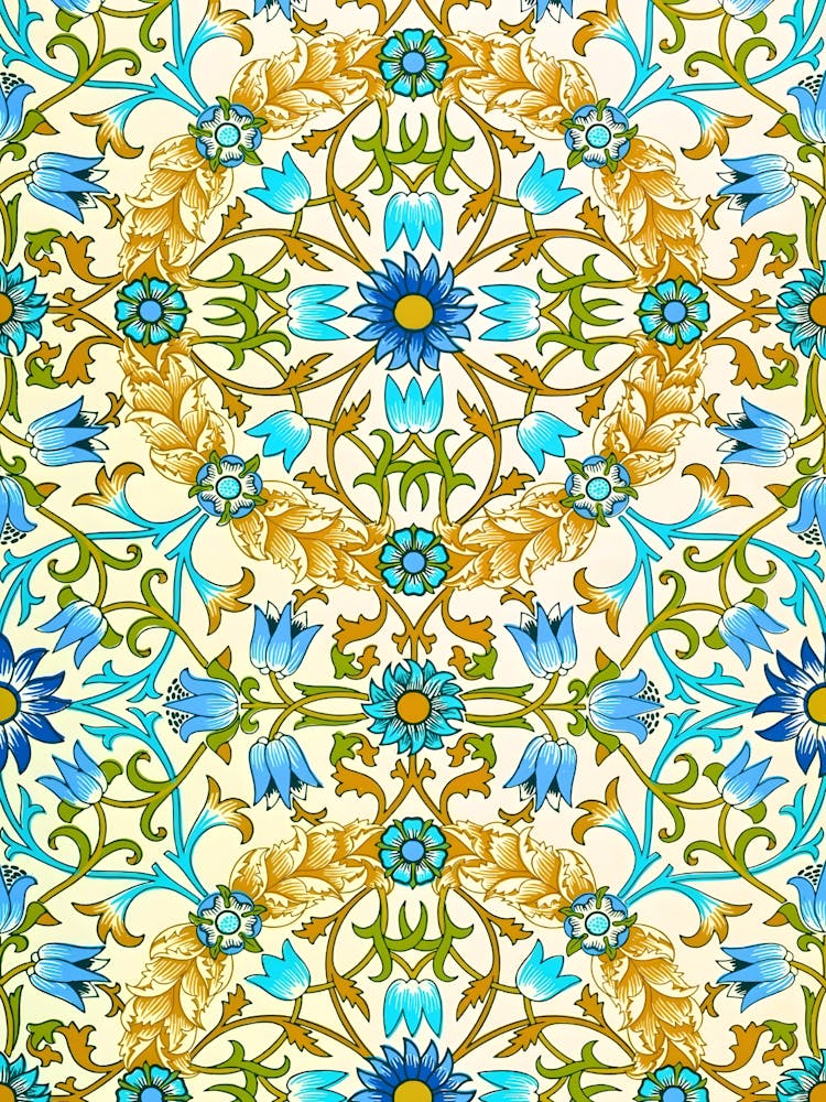 Blue And Yellow Floral Pattern 1