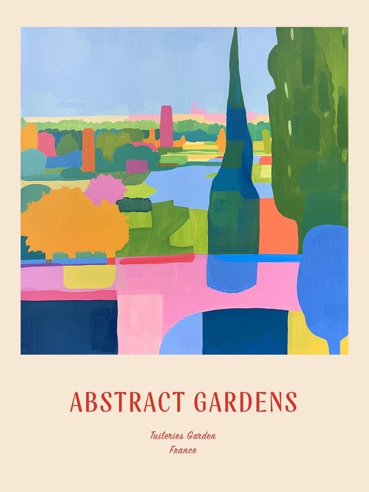 Colourful Gardens Tuileries Garden France 1 Red Poster