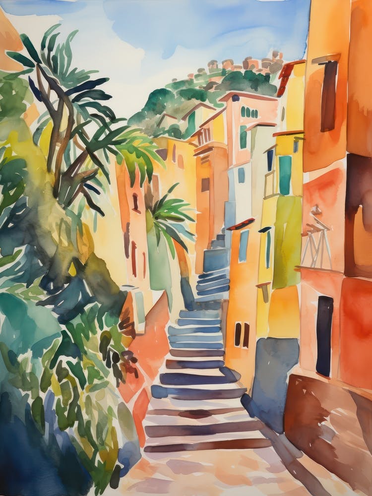 Cinque Terre, Italy Watercolour Streets 4