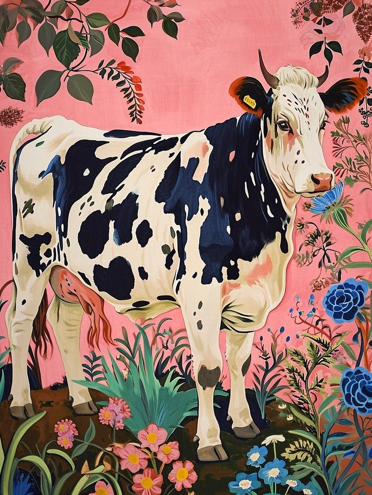 Floral Animal Painting Cow 1