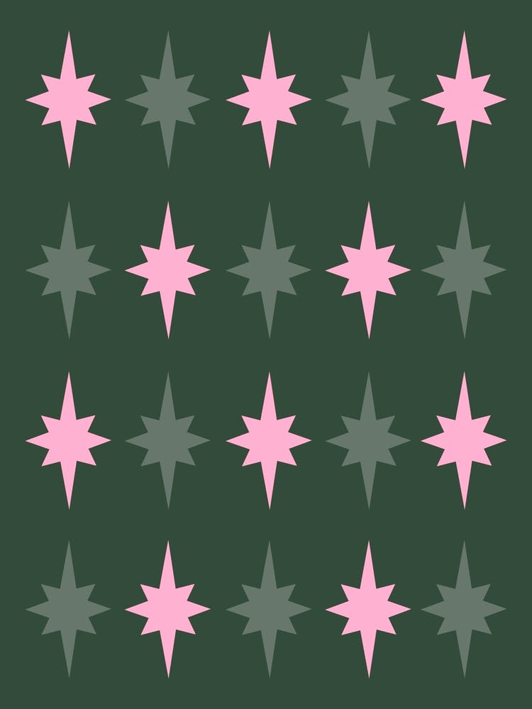 Pink and Green Stars Festive Christmas