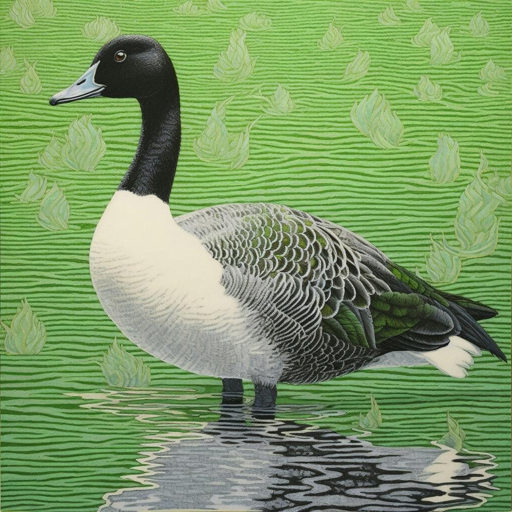 Ohara Koson Inspiriertes Vogelgemälde Kanadagans 1 Quadratisch