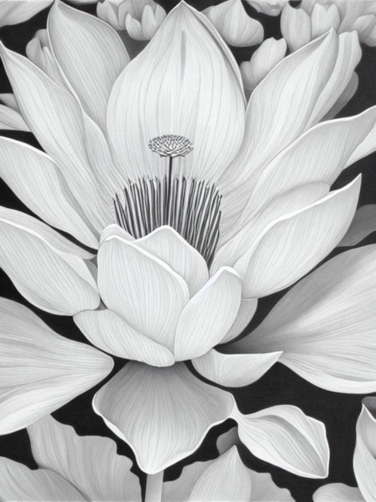 Lotus B&W Pencil 3 Flower