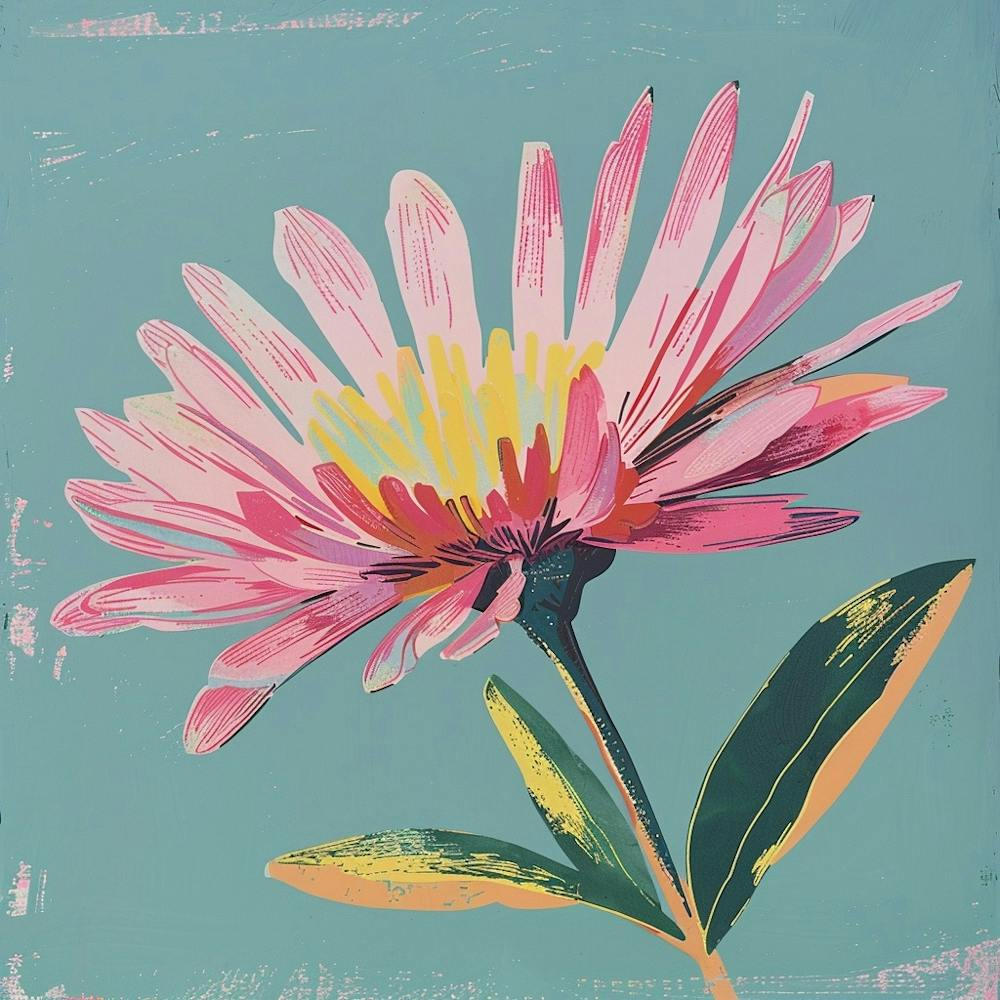 Asters 2 Square Flower Illustration