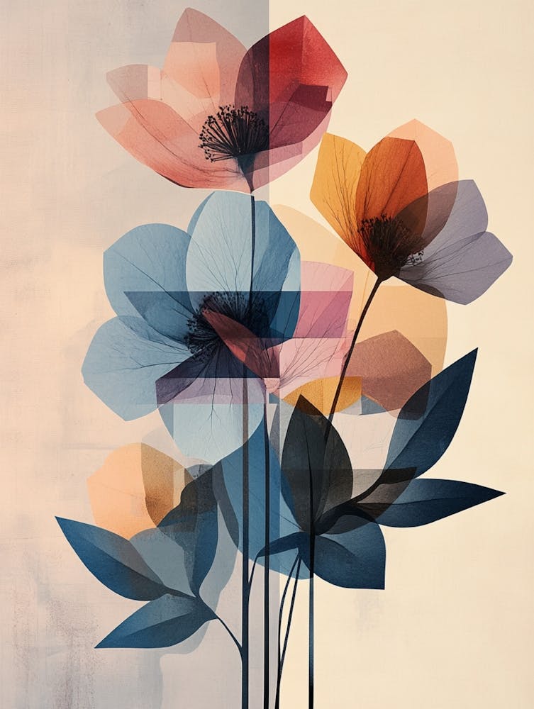 Abstract Flowers Canvas Print 1