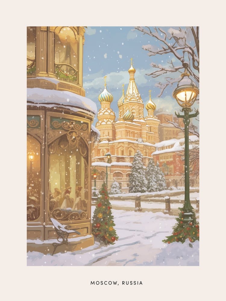Vintage Winterposter Moskau Russland 4