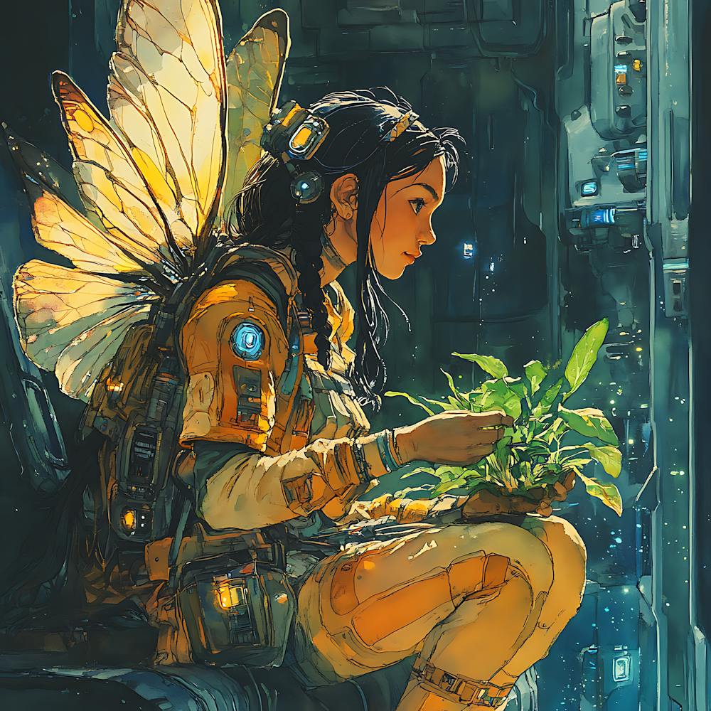 Alien Gardener Watercolor Painting 7