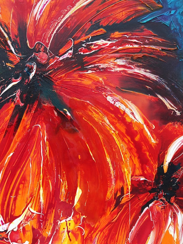 Large Orange Flower Painting