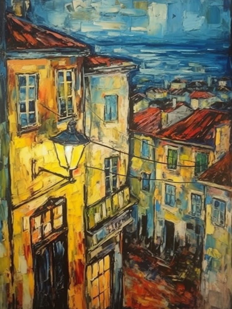 Window View Of Lisbon Portugal In The Style Of Expressionism 4