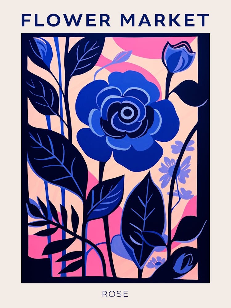 Blue Flower Market Poster Rose 4