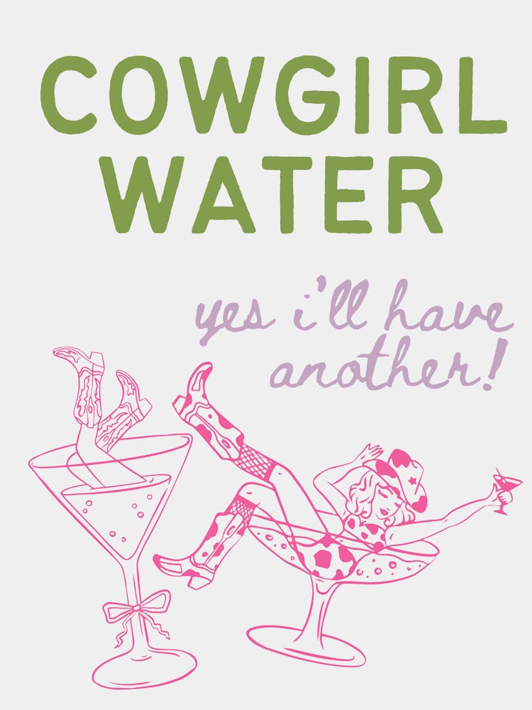 Cowgirl Water | Western Cowgirl Martini Colorful Kitchen Bar Cart