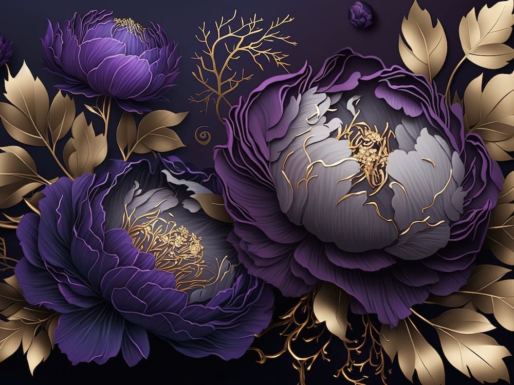 Purple Peonies Elegant