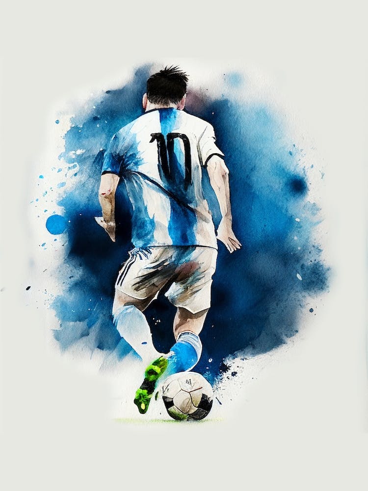 Lionel Messi Argentina Football World Cup Watercolour