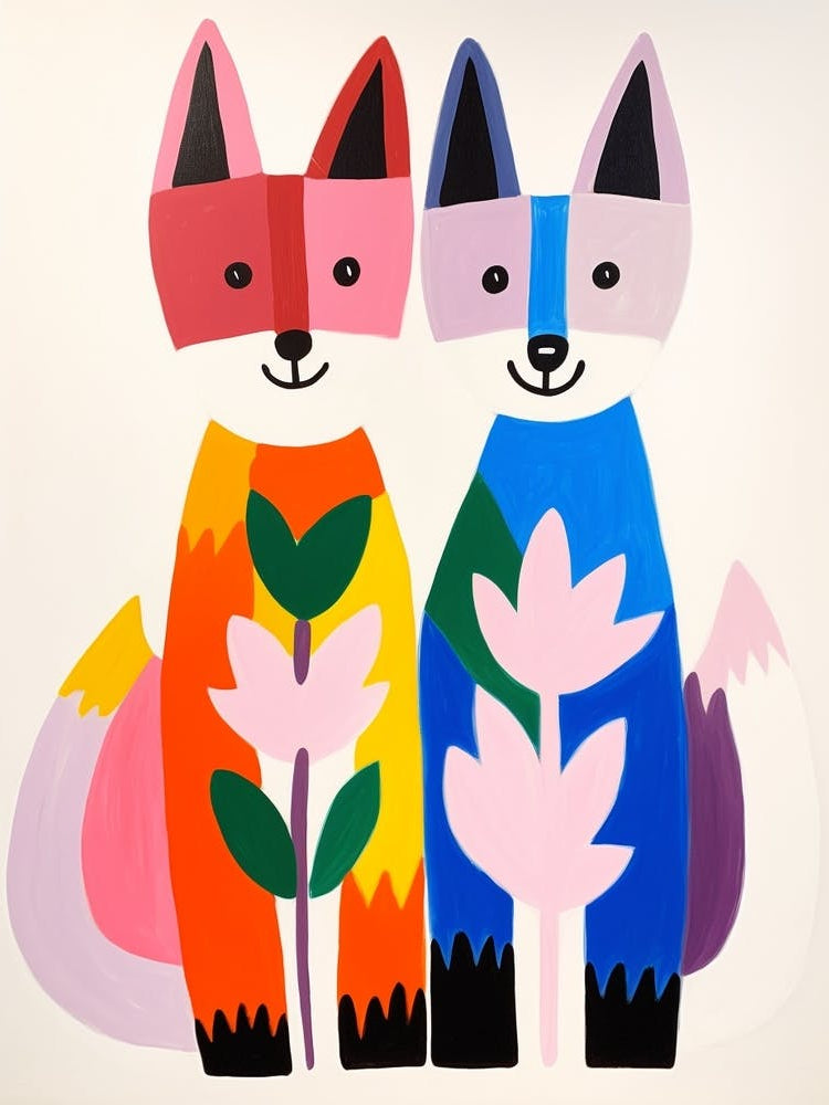 Colourful Kids Animal Art Arctic Fox 2