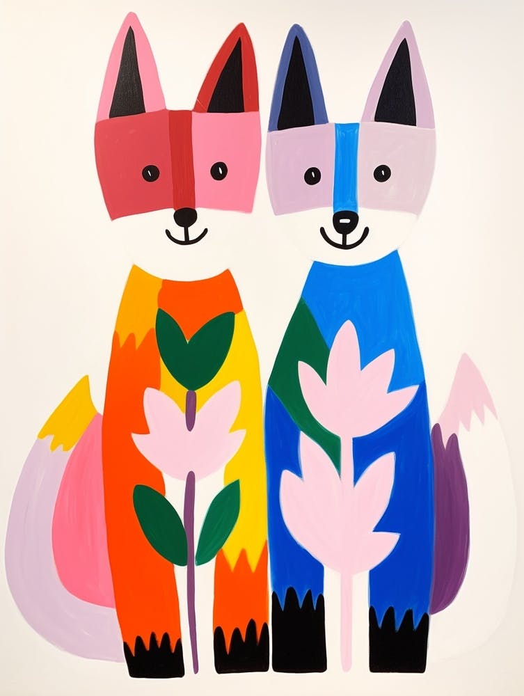 Colourful Kids Animal Art Arctic Fox 2