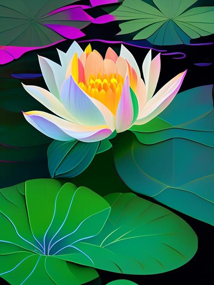 Blooming Lotus Flower In Pond Fauvism Matisse 1