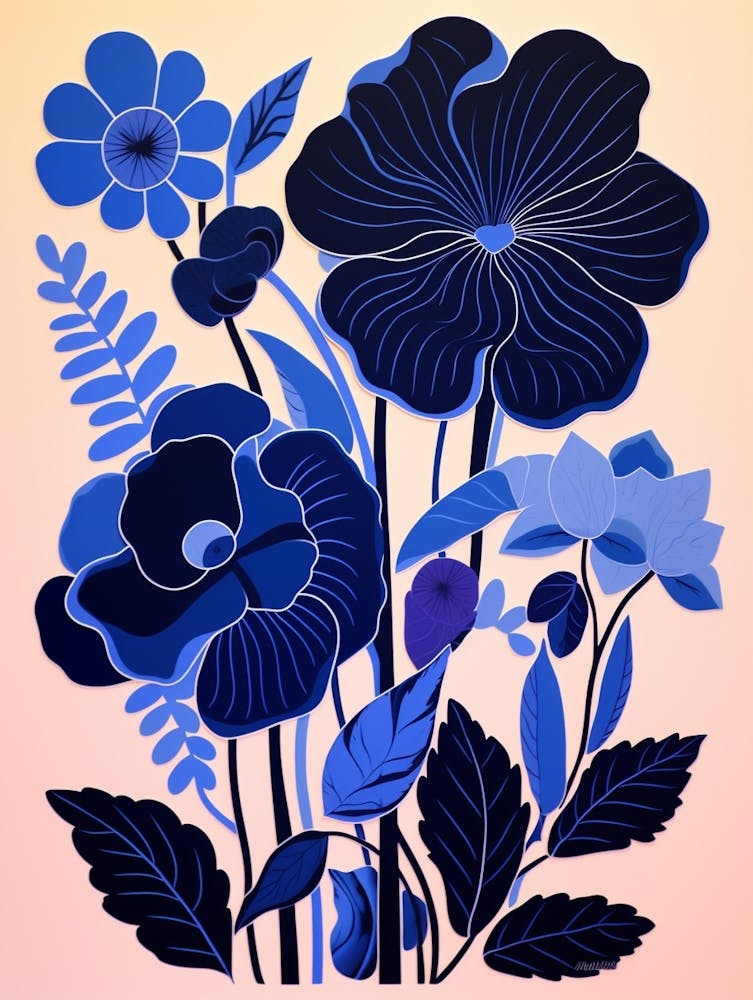 Blue Flower Illustration Hibiscus 2