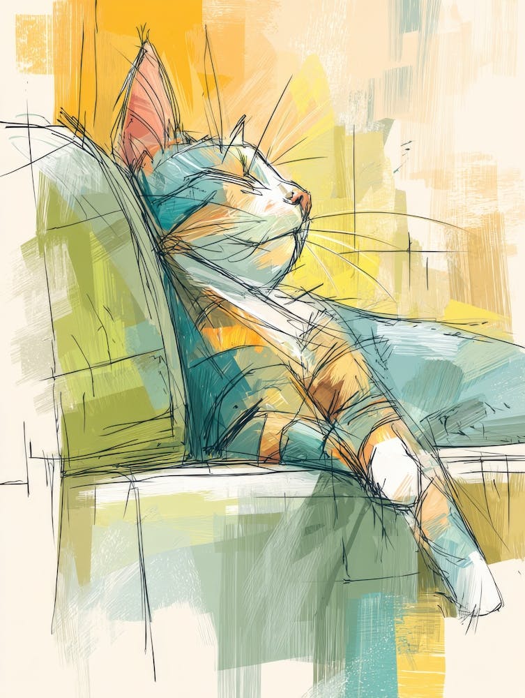 Watercolor Cat On The Couch 21