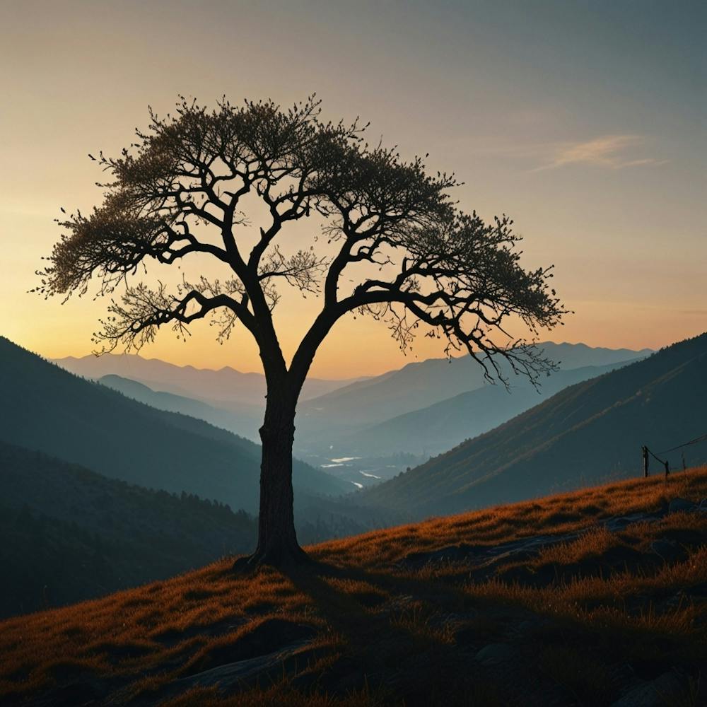 Lone Tree At Sunset