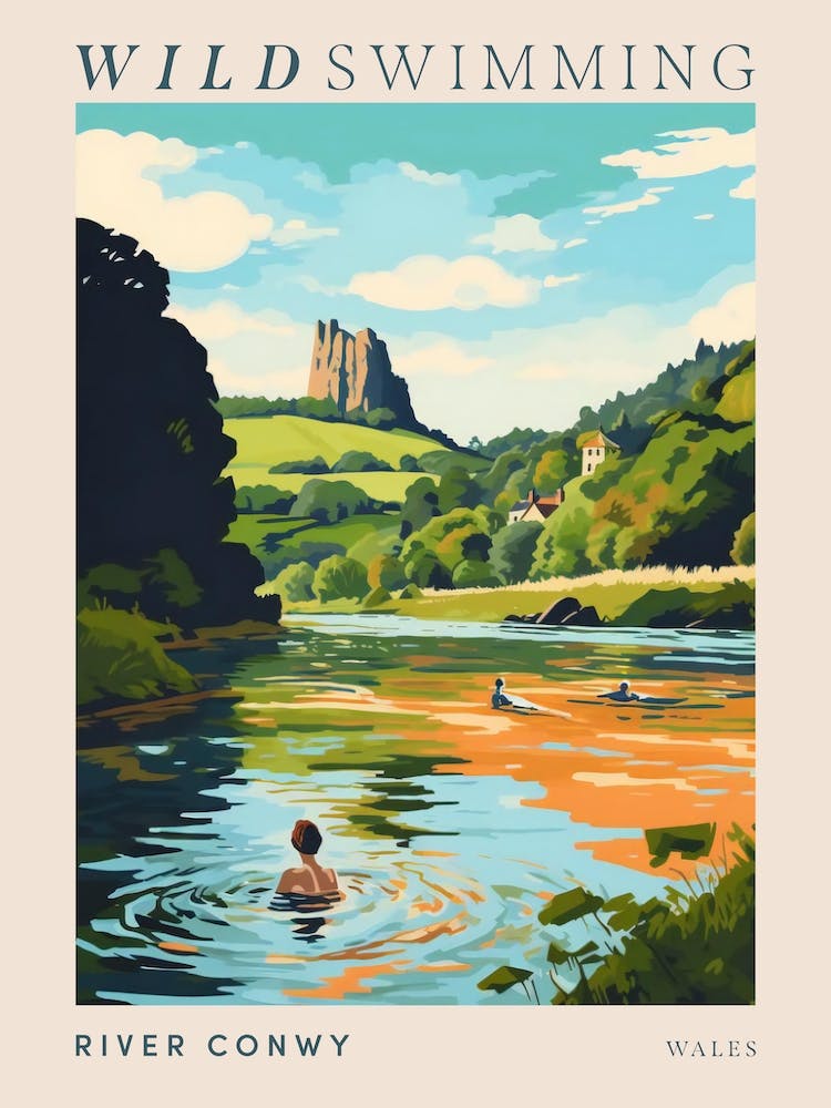 Wild Swimming At River Conwy Wales 2 Poster