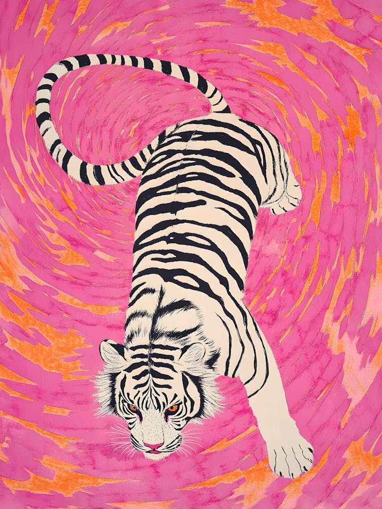 Tiger In Pink Swirl