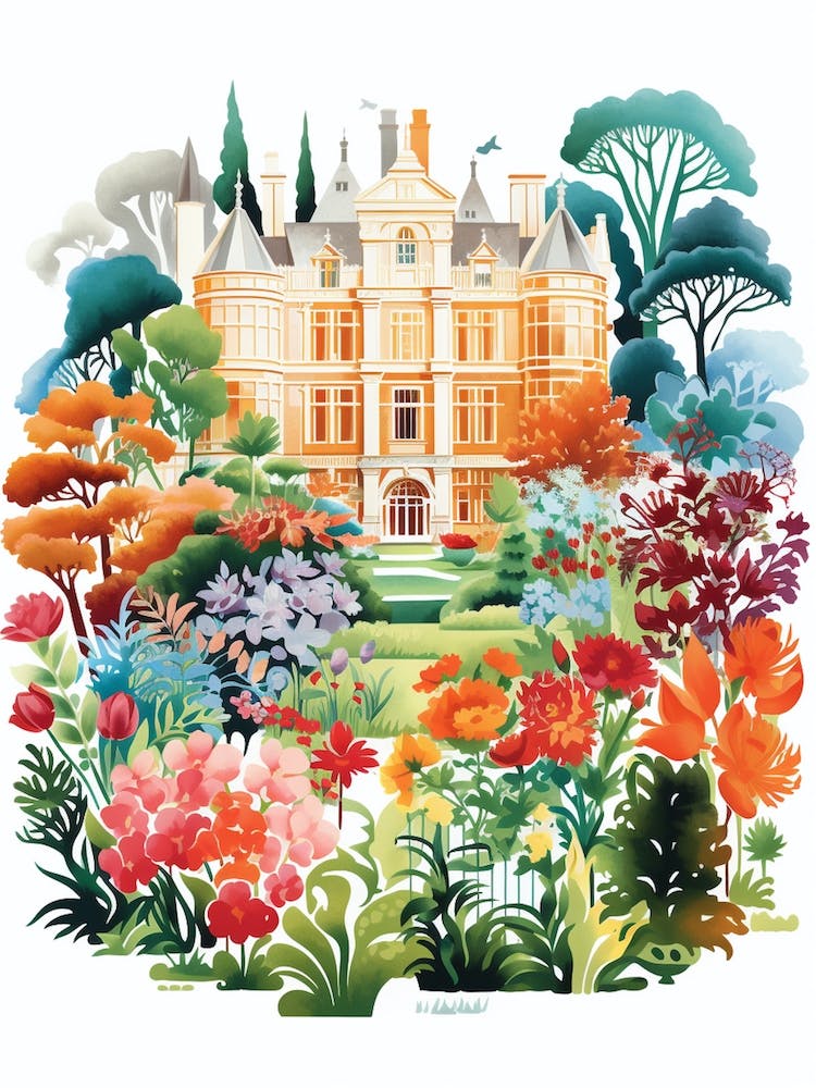 Hidcote Manor Gardens Uk Modern Illustration 4