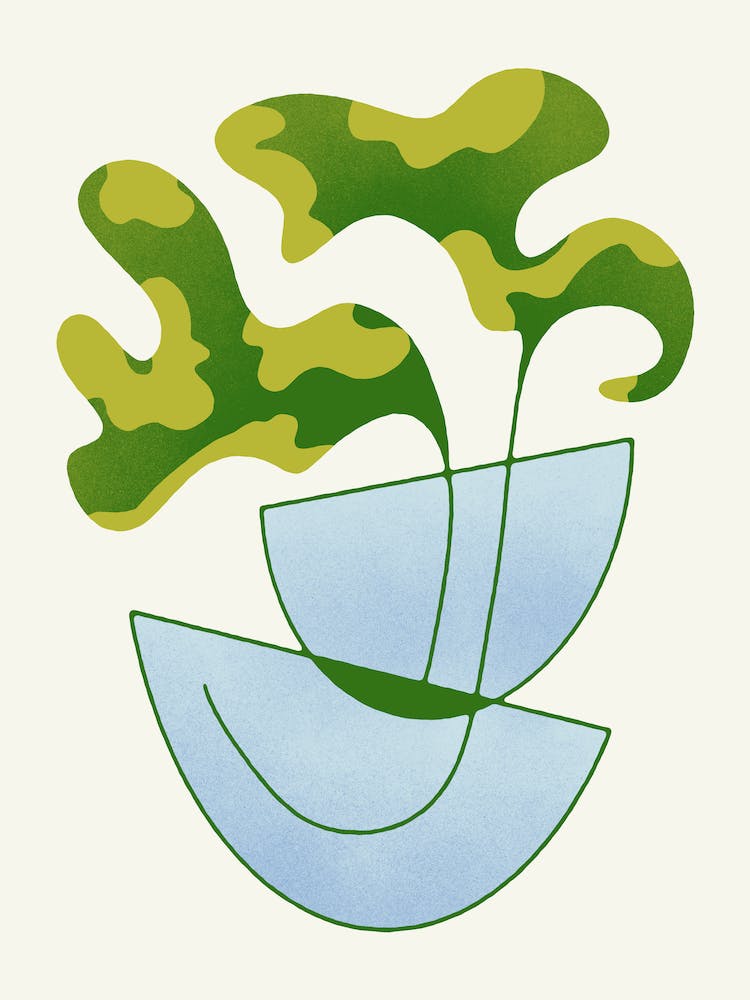 Leaves In Glass Vase
