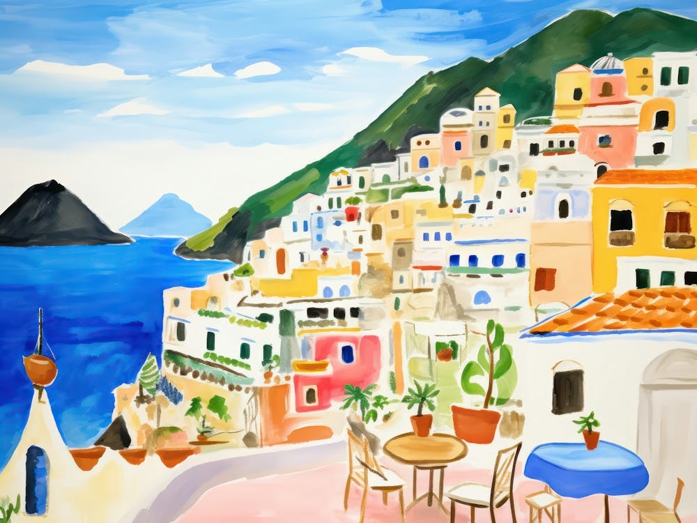 Positano Italy Cute Watercolour Illustration 4