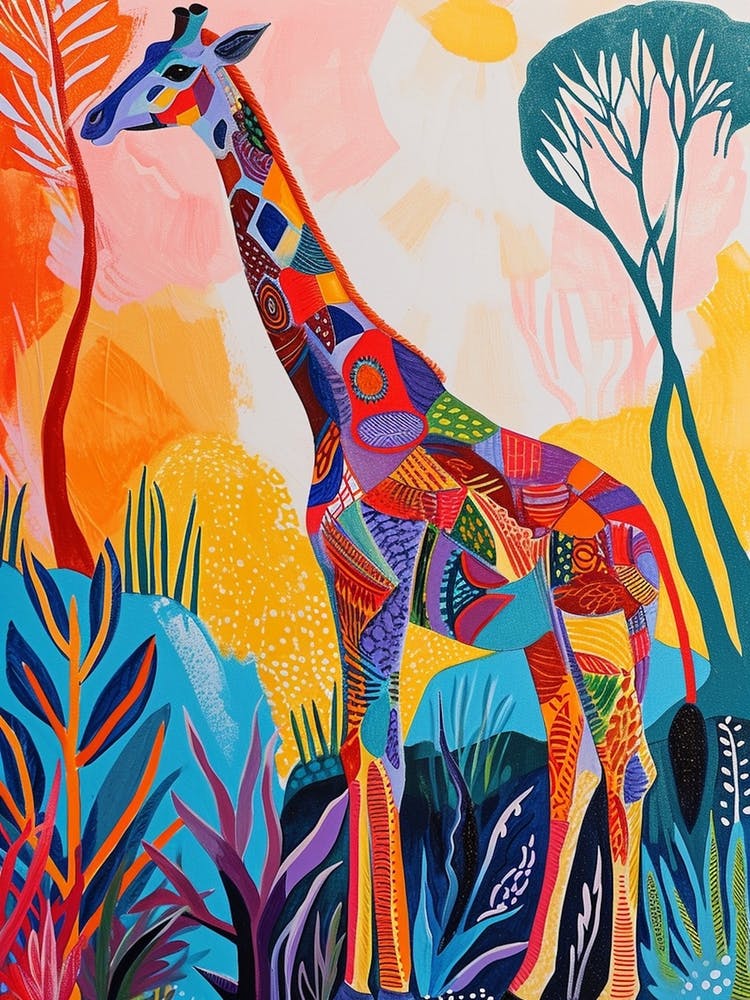 Colourful Giraffe With Patterns 6