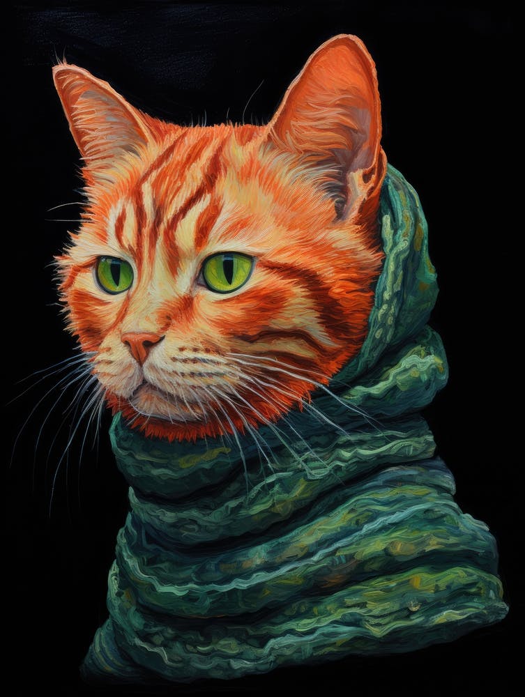 Orange Cat In Scarf