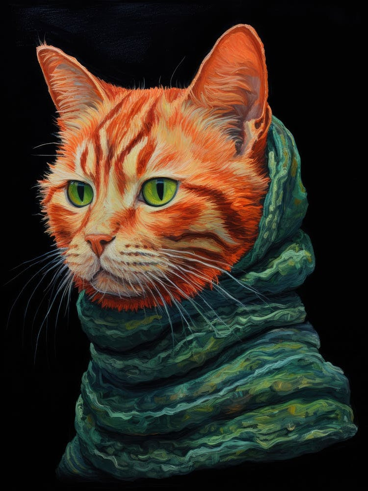 Orange Cat In Scarf