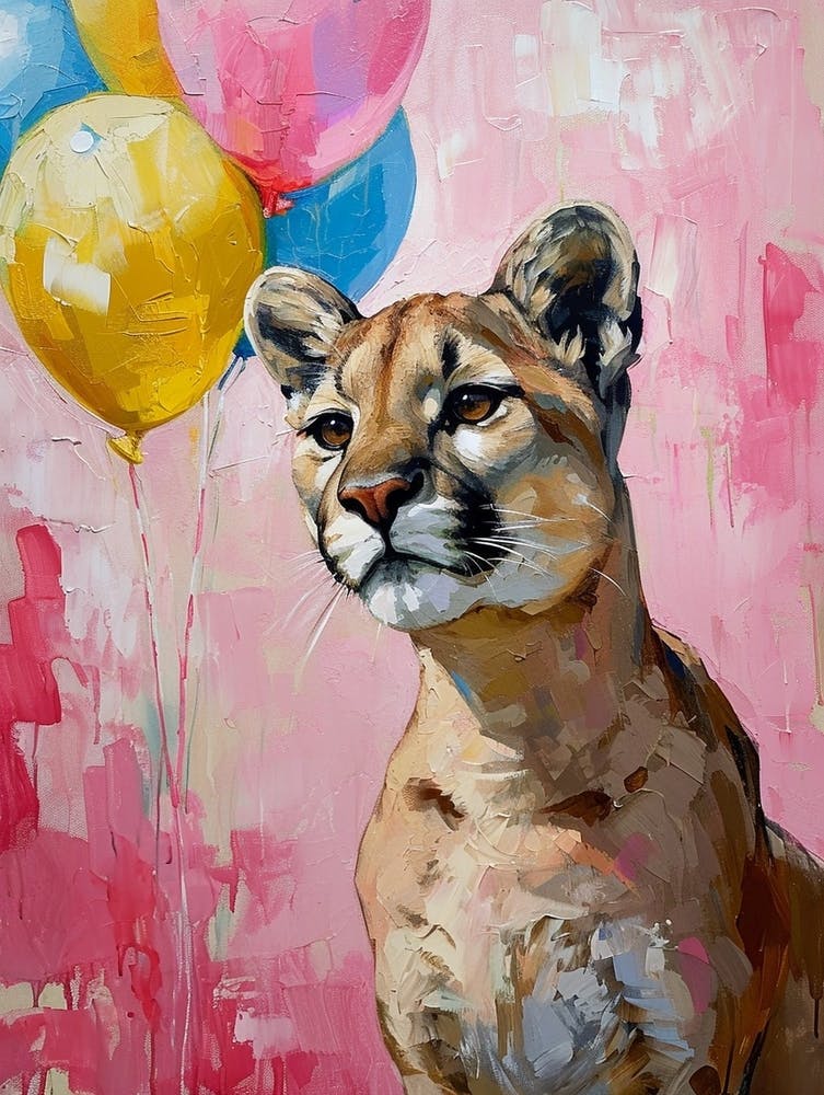 Cute Puma 3 With Balloon