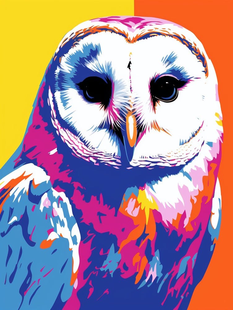 Andy Warhol Style Bird Barn Owl 3