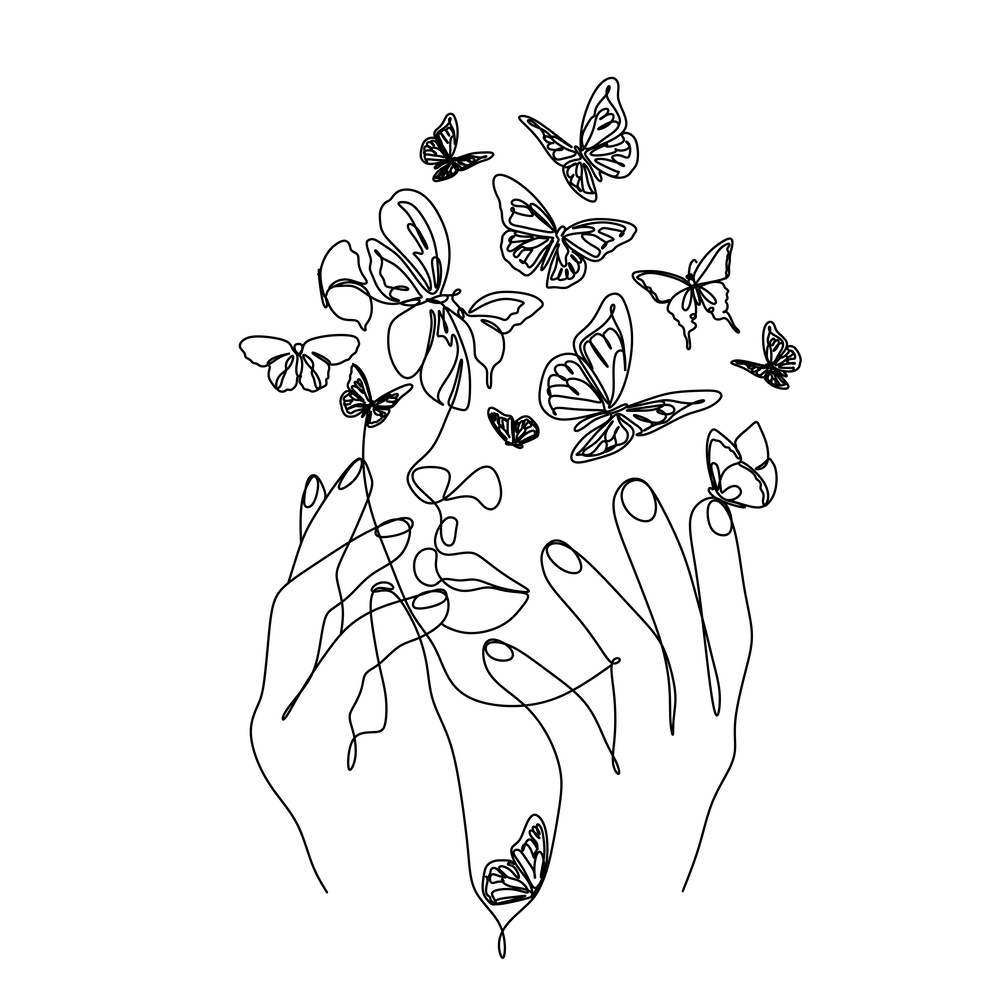 Abstraktes Gesicht mit Schmetterling
